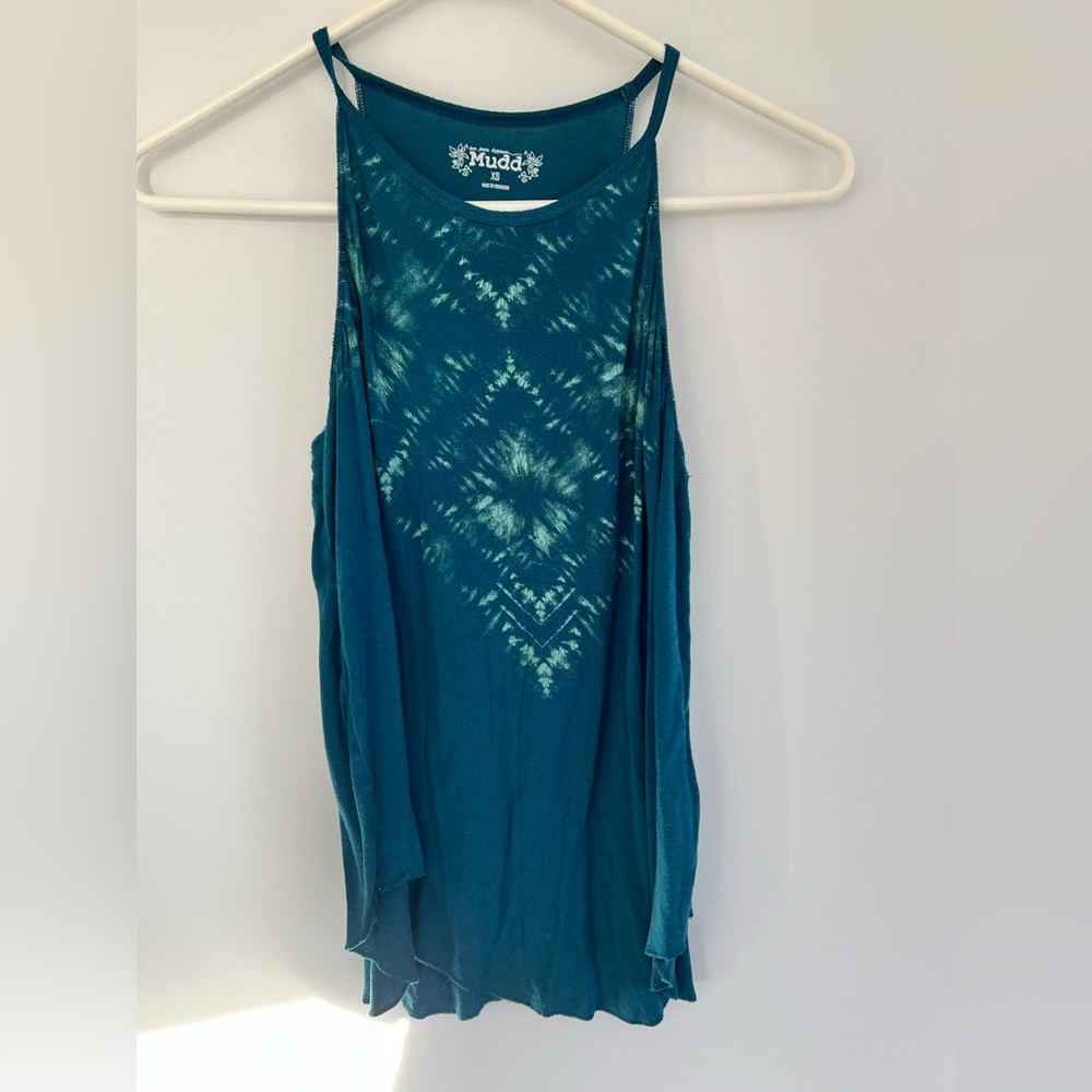 Mudd blue tie-dye high neck tank
